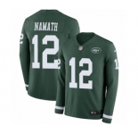 Men's Nike New York Jets #12 Joe Namath Limited Green Therma Long Sleeve NFL Jersey