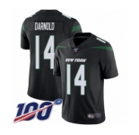 Men's Nike New York Jets #14 Sam Darnold Black Alternate Vapor Untouchable Limited Player 100th Season NFL Jersey