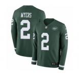 Men's Nike New York Jets #2 Jason Myers Limited Green Therma Long Sleeve NFL Jersey