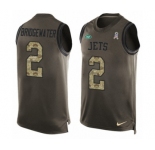 Men's Nike New York Jets #2 Teddy Bridgewater Limited Green Salute to Service Tank Top NFL Jersey