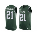 Men's Nike New York Jets #21 Morris Claiborne Limited Green Player Name & Number Tank Top NFL Jersey