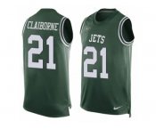 Men's Nike New York Jets #21 Morris Claiborne Limited Green Player Name & Number Tank Top NFL Jersey