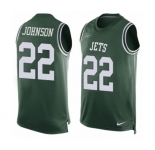 Men's Nike New York Jets #22 Trumaine Johnson Limited Green Player Name & Number Tank Top NFL Jersey