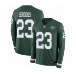 Men's Nike New York Jets #23 Terrence Brooks Limited Green Therma Long Sleeve NFL Jersey
