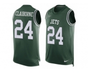 Men's Nike New York Jets #24 Morris Claiborne Limited Green Player Name & Number Tank Top NFL Jersey