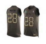Men's Nike New York Jets #28 Curtis Martin Limited Green Salute to Service Tank Top NFL Jersey