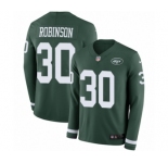 Men's Nike New York Jets #30 Rashard Robinson Limited Green Therma Long Sleeve NFL Jersey