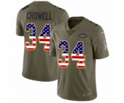 Men's Nike New York Jets #34 Isaiah Crowell Limited Olive USA Flag 2017 Salute to Service NFL Jersey