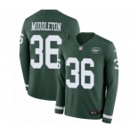 Men's Nike New York Jets #36 Doug Middleton Limited Green Therma Long Sleeve NFL Jersey