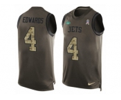 Men's Nike New York Jets #4 Lac Edwards Limited Green Salute to Service Tank Top NFL Jersey