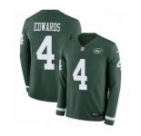 Men's Nike New York Jets #4 Lac Edwards Limited Green Therma Long Sleeve NFL Jersey