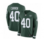 Men's Nike New York Jets #40 Trenton Cannon Limited Green Therma Long Sleeve NFL Jersey