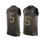 Men's Nike New York Jets #5 Christian Hackenberg Limited Green Salute to Service Tank Top NFL Jersey