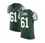 Men's Nike New York Jets #61 Spencer Long Green Team Color Vapor Untouchable Elite Player NFL Jersey