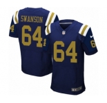 Men's Nike New York Jets #64 Travis Swanson Elite Navy Blue Alternate NFL Jersey