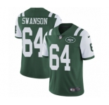 Men's Nike New York Jets #64 Travis Swanson Green Team Color Vapor Untouchable Limited Player NFL Jersey