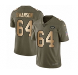 Men's Nike New York Jets #64 Travis Swanson Limited Olive Gold 2017 Salute to Service NFL Jersey