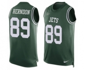 Men's Nike New York Jets #89 Chris Herndon Limited Green Player Name & Number Tank Top NFL Jersey