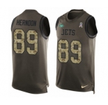 Men's Nike New York Jets #89 Chris Herndon Limited Green Salute to Service Tank Top NFL Jersey