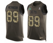 Men's Nike New York Jets #89 Chris Herndon Limited Green Salute to Service Tank Top NFL Jersey