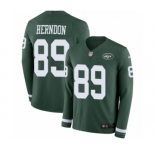 Men's Nike New York Jets #89 Chris Herndon Limited Green Therma Long Sleeve NFL Jersey