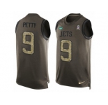 Men's Nike New York Jets #9 Bryce Petty Limited Green Salute to Service Tank Top NFL Jersey