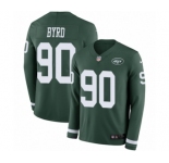 Men's Nike New York Jets #90 Dennis Byrd Limited Green Therma Long Sleeve NFL Jersey