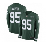Men's Nike New York Jets #95 Josh Martin Limited Green Therma Long Sleeve NFL Jersey