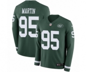 Men's Nike New York Jets #95 Josh Martin Limited Green Therma Long Sleeve NFL Jersey