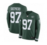 Men's Nike New York Jets #97 Nathan Shepherd Limited Green Therma Long Sleeve NFL Jersey