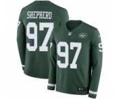 Men's Nike New York Jets #97 Nathan Shepherd Limited Green Therma Long Sleeve NFL Jersey