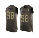 Men's Nike New York Jets #98 Mike Pennel Limited Green Salute to Service Tank Top NFL Jersey