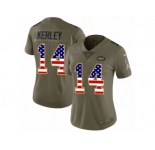 Women Nike New York Jets #14 Jeremy Kerley Limited Olive USA Flag 2017 Salute to Service NFL Jersey