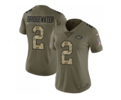 Women Nike New York Jets #2 Teddy Bridgewater Olive Camo Stitched NFL Limited 2017 Salute to Service Jersey