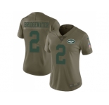 Women Nike New York Jets #2 Teddy Bridgewater Olive Stitched NFL Limited 2017 Salute to Service Jersey