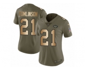 Women Nike New York Jets #21 LaDainian Tomlinson Limited Olive Gold 2017 Salute to Service NFL Jersey