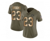 Women Nike New York Jets #23 Terrence Brooks Limited Olive Gold 2017 Salute to Service NFL Jersey