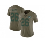 Women Nike New York Jets #26 Marcus Maye Olive Stitched NFL Limited 2017 Salute to Service Jersey