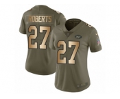 Women Nike New York Jets #27 Darryl Roberts Limited Olive Gold 2017 Salute to Service NFL Jersey