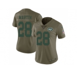 Women Nike New York Jets #28 Curtis Martin Olive Stitched NFL Limited 2017 Salute to Service Jersey