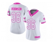 Women Nike New York Jets #36 Rashard Robinson Limited White Pink Rush Fashion NFL Jersey
