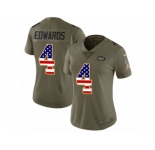 Women Nike New York Jets #4 Lac Edwards Limited Olive USA Flag 2017 Salute to Service NFL Jersey