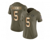 Women Nike New York Jets #5 Christian Hackenberg Limited Olive Gold 2017 Salute to Service NFL Jersey