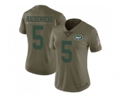 Women Nike New York Jets #5 Christian Hackenberg Olive Stitched NFL Limited 2017 Salute to Service Jersey