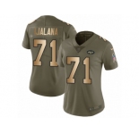 Women Nike New York Jets #71 Ben Ijalana Limited Olive Gold 2017 Salute to Service NFL Jersey
