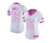 Women Nike New York Jets #72 Brandon Shell Limited White Pink Rush Fashion NFL Jersey