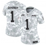 Women's New York Jets #1 Sauce Gardner 2024 F.U.S.E Arctic Camo Salute To Service Limited Stitched Jersey