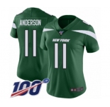 Women's New York Jets #11 Robby Anderson Green Team Color Vapor Untouchable Limited Player 100th Season Football Jersey