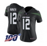 Women's New York Jets #12 Joe Namath Black Alternate Vapor Untouchable Limited Player 100th Season Football Jersey