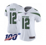 Women's New York Jets #12 Joe Namath White Vapor Untouchable Limited Player 100th Season Football Jersey